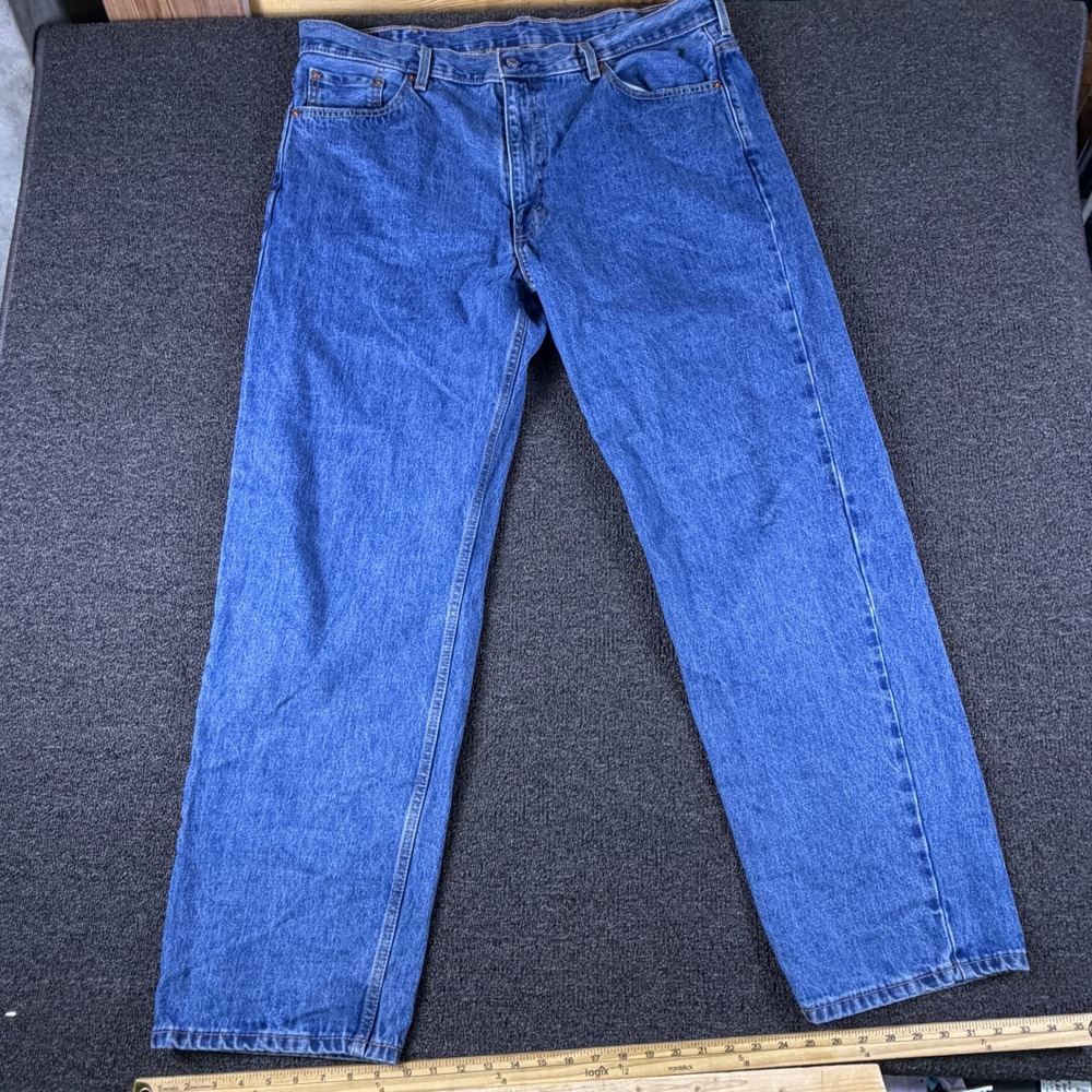 Levis Jeans Mens 44x34 (Fits 42x33) 550 Relaxed Fit Tapered Blue Denim EUC